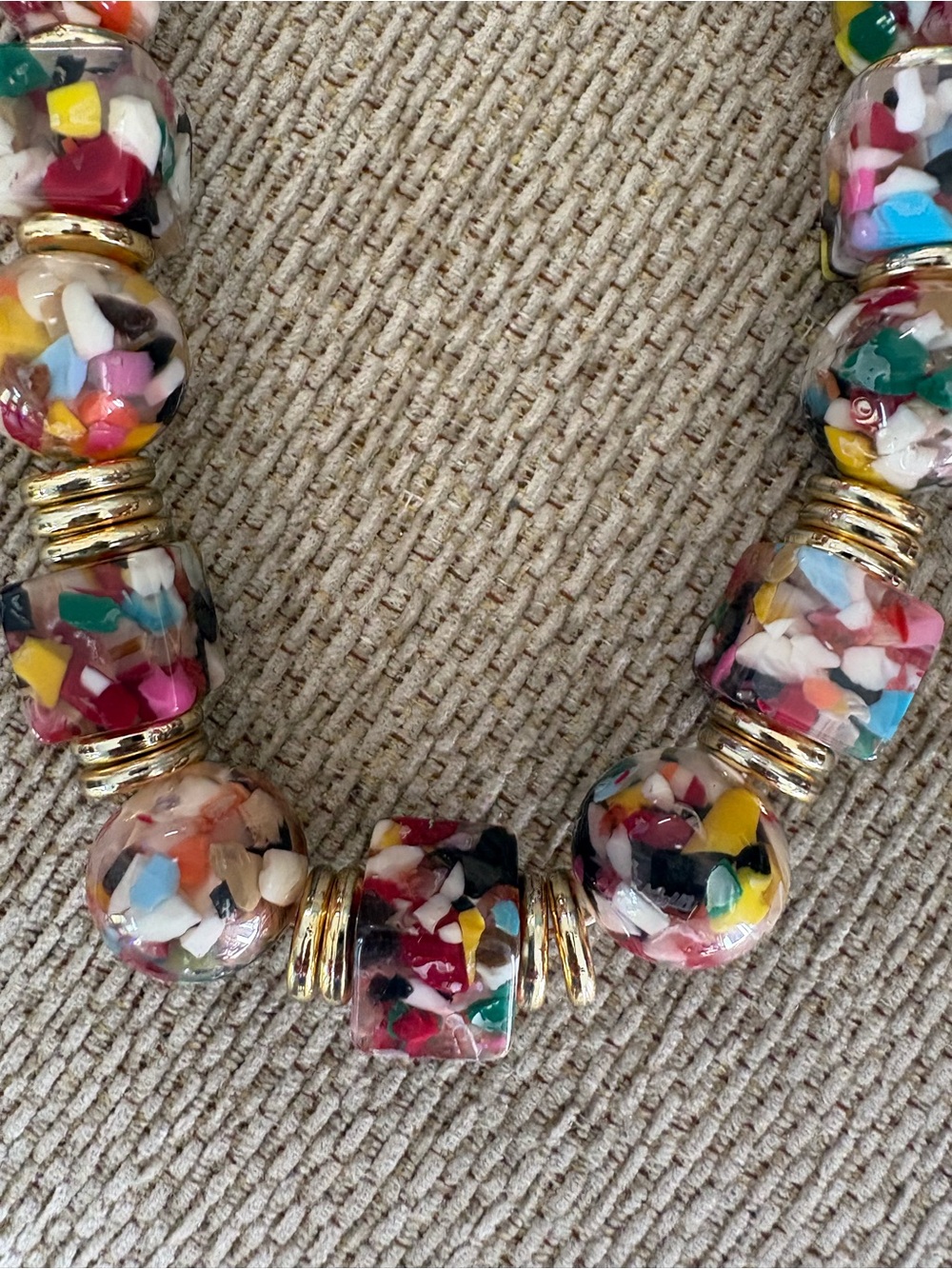 Multicolor Confetti Bead Statement Necklace Earrings Set Unbranded - Picture 2 of 2
